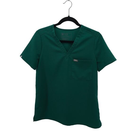 Figs Tops - FIGS Catarina One-Pocket Scrub Top Hunter Dark Green Small S Nursing Medical